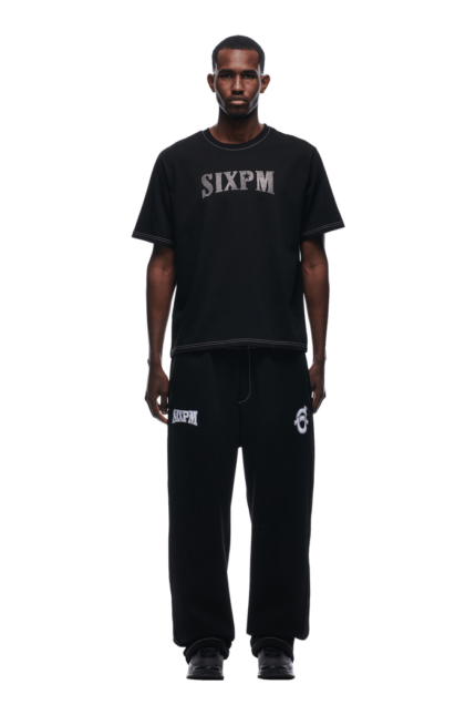 6PM Season RHINESTONE LOGO T-SHIRT BLACK