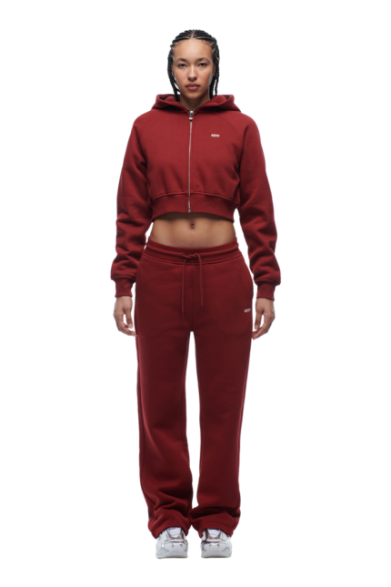 6PM Season  WMNS CROPPED ZIP HOODIE WINE RED
